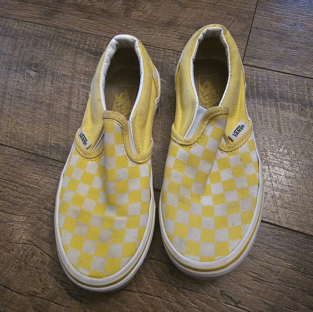 Yellow checkerboard Vans